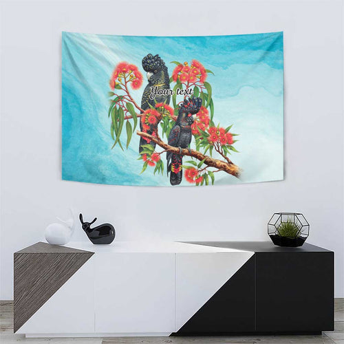 Australia Black Cockatoo and Eucalyptus Tapestry Blue Spirit of Aussie Native Bird - Aussie Hoodie