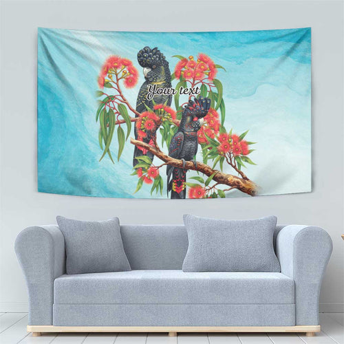 Australia Black Cockatoo and Eucalyptus Tapestry Blue Spirit of Aussie Native Bird - Aussie Hoodie