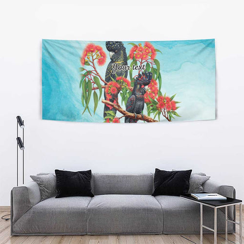 Australia Black Cockatoo and Eucalyptus Tapestry Blue Spirit of Aussie Native Bird - Aussie Hoodie