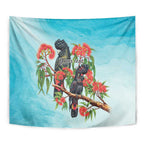 Australia Black Cockatoo and Eucalyptus Tapestry Blue Spirit of Aussie Native Bird - Aussie Hoodie