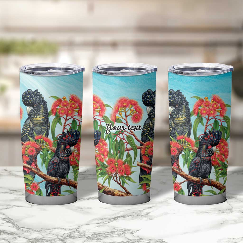 Australia Black Cockatoo and Eucalyptus Tumbler Cup Blue Spirit of Aussie Native Bird - Aussie Hoodie