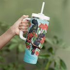 Australia Black Cockatoo and Eucalyptus Tumbler With Handle Blue Spirit of Aussie Native Bird - Aussie Hoodie