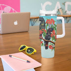 Australia Black Cockatoo and Eucalyptus Tumbler With Handle Blue Spirit of Aussie Native Bird - Aussie Hoodie