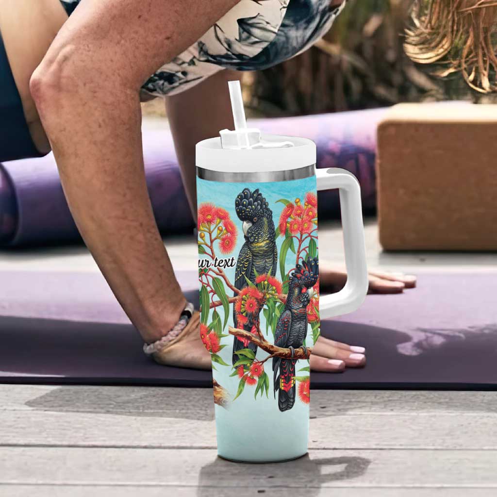 Australia Black Cockatoo and Eucalyptus Tumbler With Handle Blue Spirit of Aussie Native Bird - Aussie Hoodie