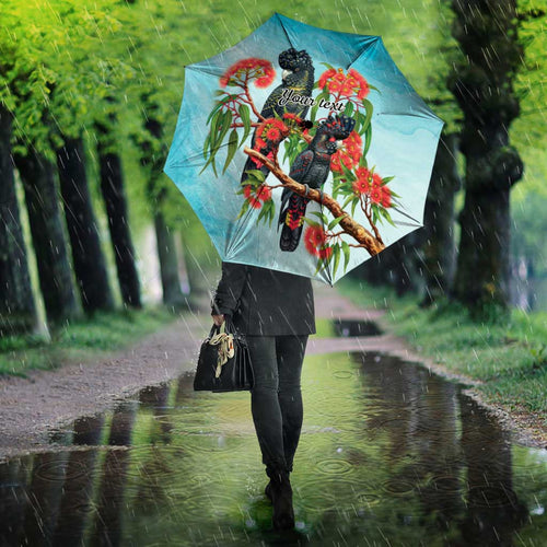 Australia Black Cockatoo and Eucalyptus Umbrella Blue Spirit of Aussie Native Bird - Aussie Hoodie