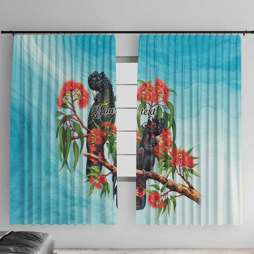 Australia Black Cockatoo and Eucalyptus Window Curtain Blue Spirit of Aussie Native Bird - Aussie Hoodie