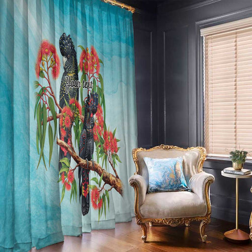 Australia Black Cockatoo and Eucalyptus Window Curtain Blue Spirit of Aussie Native Bird - Aussie Hoodie