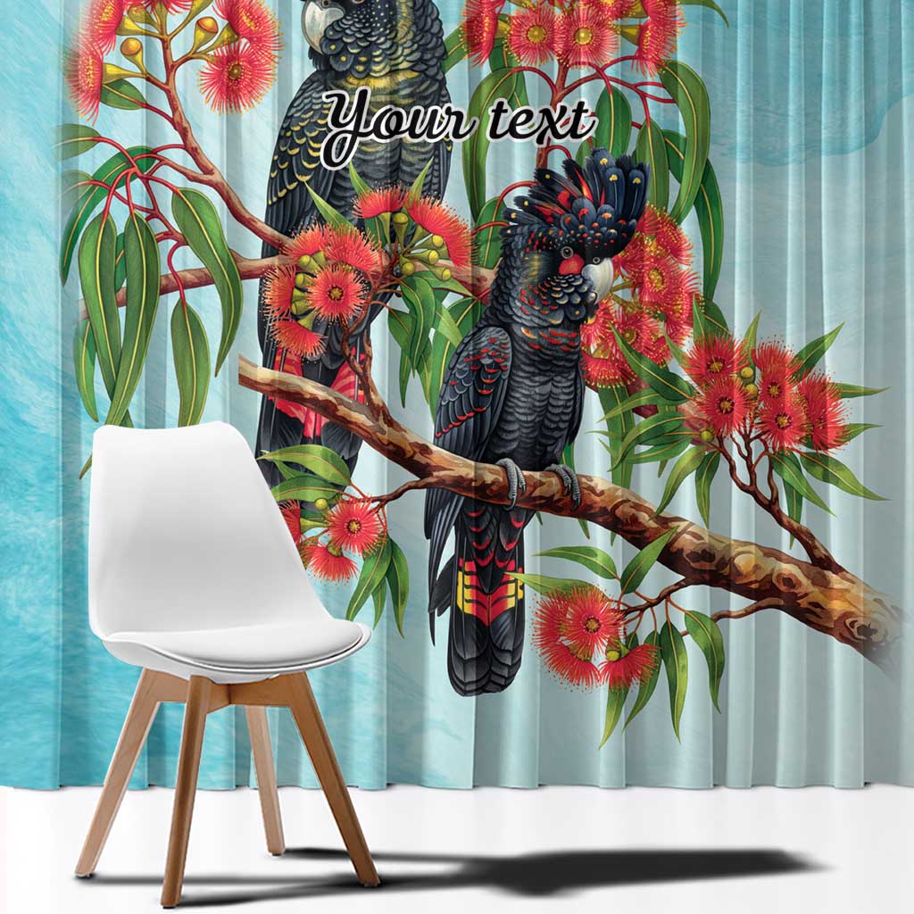 Australia Black Cockatoo and Eucalyptus Window Curtain Blue Spirit of Aussie Native Bird - Aussie Hoodie