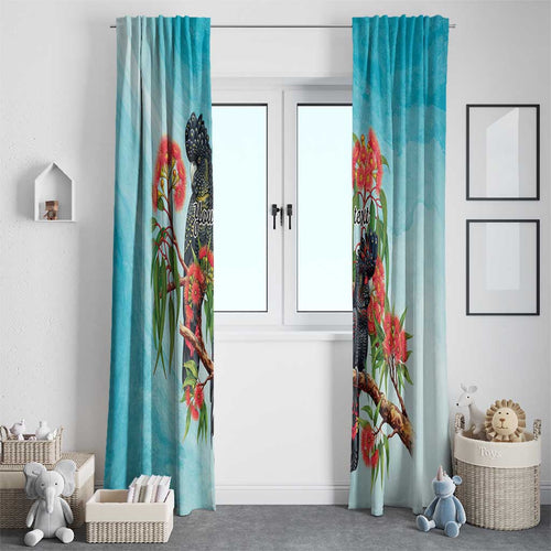 Australia Black Cockatoo and Eucalyptus Window Curtain Blue Spirit of Aussie Native Bird - Aussie Hoodie