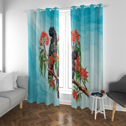 Australia Black Cockatoo and Eucalyptus Window Curtain Blue Spirit of Aussie Native Bird - Aussie Hoodie