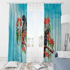 Australia Black Cockatoo and Eucalyptus Window Curtain Blue Spirit of Aussie Native Bird - Aussie Hoodie