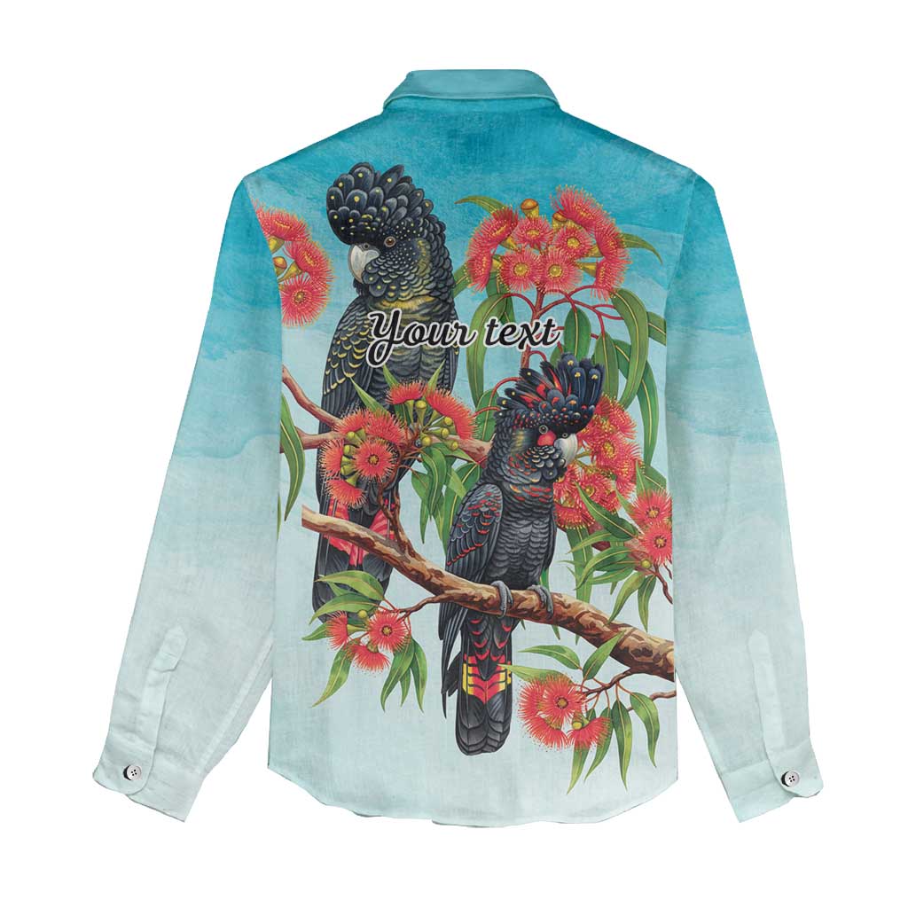 Australia Black Cockatoo and Eucalyptus Women Casual Shirt Blue Spirit of Aussie Native Bird - Aussie Hoodie