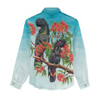 Australia Black Cockatoo and Eucalyptus Women Casual Shirt Blue Spirit of Aussie Native Bird - Aussie Hoodie