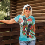 Australia Black Cockatoo and Eucalyptus Women Polo Shirt Blue Spirit of Aussie Native Bird - Aussie Hoodie