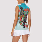 Australia Black Cockatoo and Eucalyptus Women Sleeveless Polo Shirt Blue Spirit of Aussie Native Bird - Aussie Hoodie