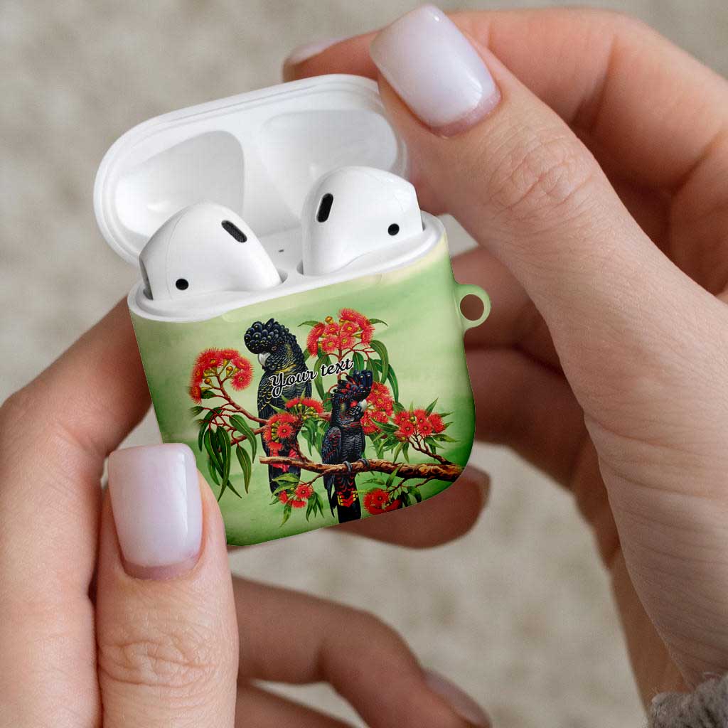 Australia Black Cockatoo and Eucalyptus AirPods Case Green Spirit of Aussie Native Bird - Aussie Hoodie