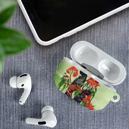 Australia Black Cockatoo and Eucalyptus AirPods Case Green Spirit of Aussie Native Bird - Aussie Hoodie