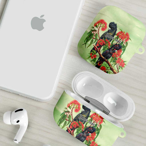 Australia Black Cockatoo and Eucalyptus AirPods Case Green Spirit of Aussie Native Bird - Aussie Hoodie