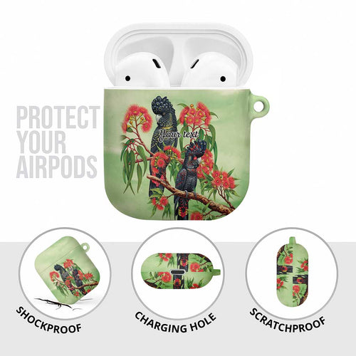 Australia Black Cockatoo and Eucalyptus AirPods Case Green Spirit of Aussie Native Bird - Aussie Hoodie