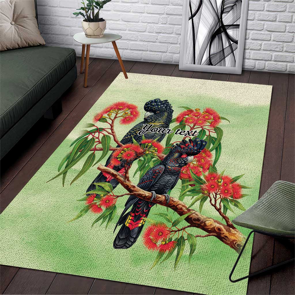 Australia Black Cockatoo and Eucalyptus Area Rug Green Spirit of Aussie Native Bird - Aussie Hoodie