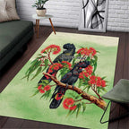 Australia Black Cockatoo and Eucalyptus Area Rug Green Spirit of Aussie Native Bird - Aussie Hoodie