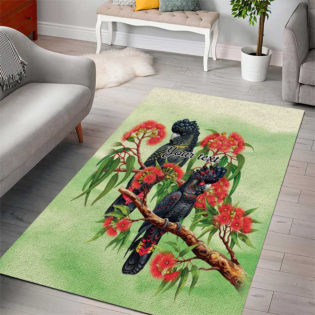 Australia Black Cockatoo and Eucalyptus Area Rug Green Spirit of Aussie Native Bird - Aussie Hoodie