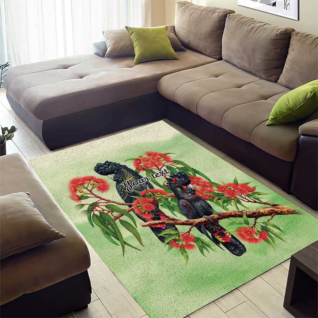 Australia Black Cockatoo and Eucalyptus Area Rug Green Spirit of Aussie Native Bird - Aussie Hoodie