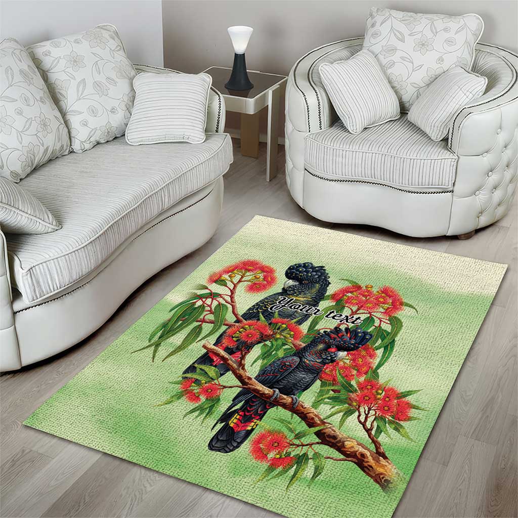 Australia Black Cockatoo and Eucalyptus Area Rug Green Spirit of Aussie Native Bird - Aussie Hoodie