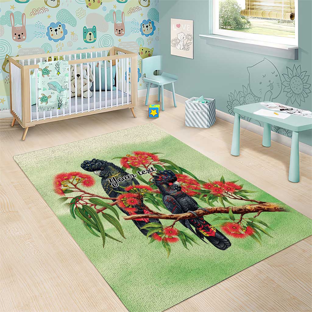Australia Black Cockatoo and Eucalyptus Area Rug Green Spirit of Aussie Native Bird - Aussie Hoodie