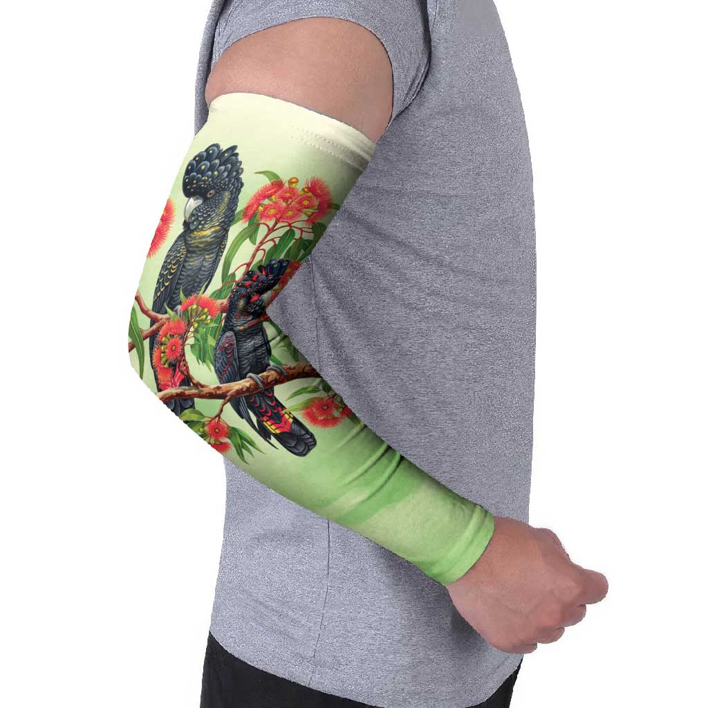 Australia Black Cockatoo and Eucalyptus Arm Sleeves Green Spirit of Aussie Native Bird - Aussie Hoodie