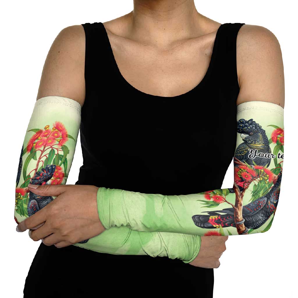 Australia Black Cockatoo and Eucalyptus Arm Sleeves Green Spirit of Aussie Native Bird - Aussie Hoodie