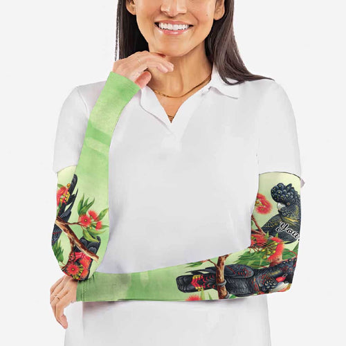 Australia Black Cockatoo and Eucalyptus Arm Sleeves Green Spirit of Aussie Native Bird - Aussie Hoodie