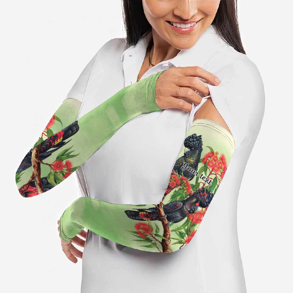Australia Black Cockatoo and Eucalyptus Arm Sleeves Green Spirit of Aussie Native Bird - Aussie Hoodie