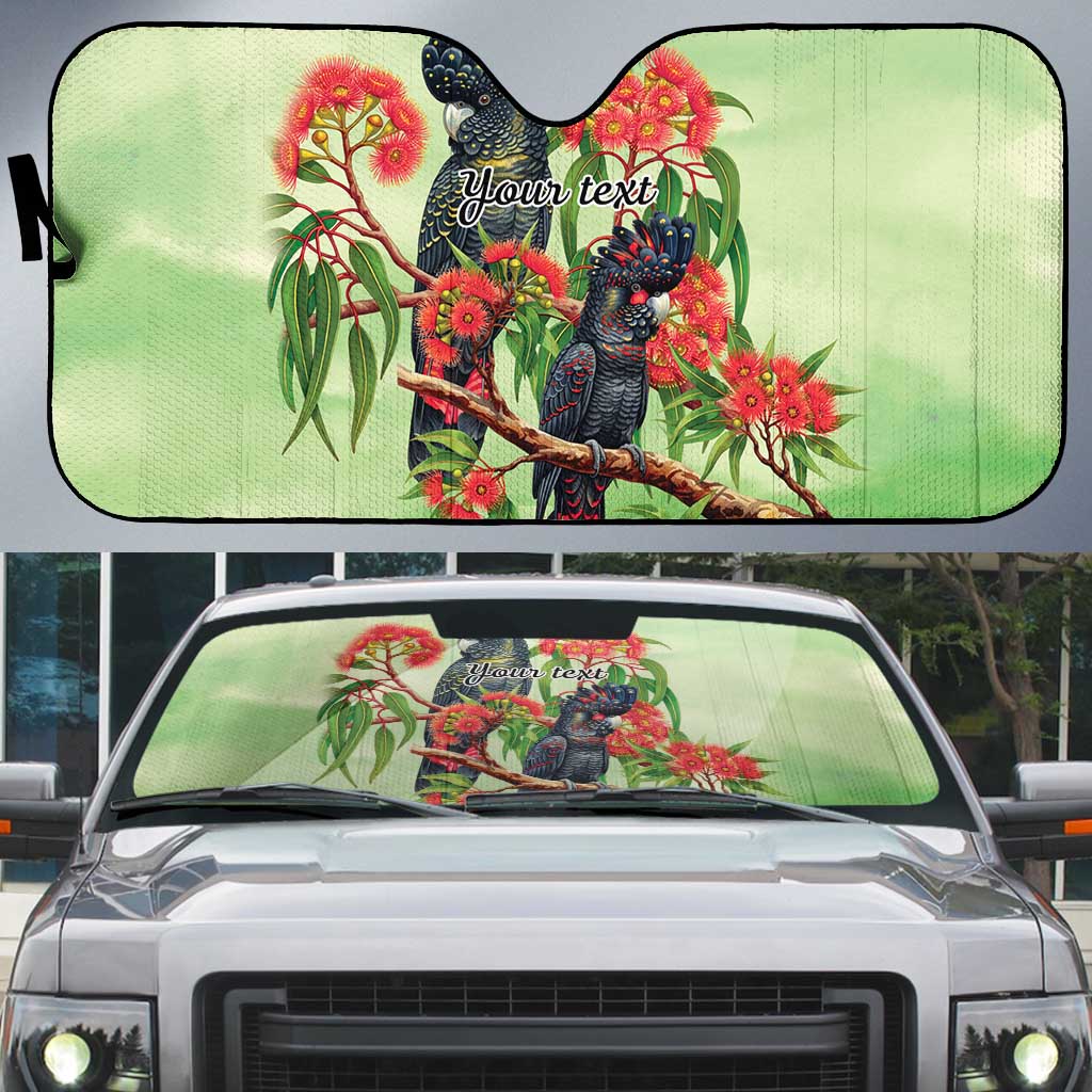 Australia Black Cockatoo and Eucalyptus Auto Sun Shade Green Spirit of Aussie Native Bird - Aussie Hoodie