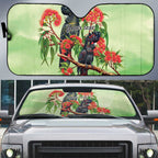 Australia Black Cockatoo and Eucalyptus Auto Sun Shade Green Spirit of Aussie Native Bird - Aussie Hoodie