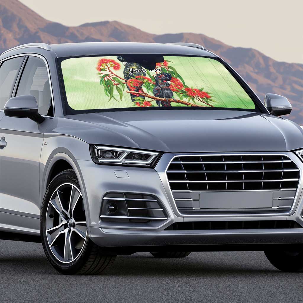 Australia Black Cockatoo and Eucalyptus Auto Sun Shade Green Spirit of Aussie Native Bird - Aussie Hoodie