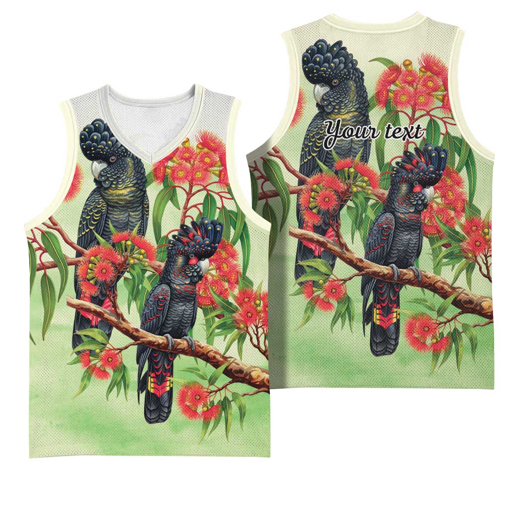 Australia Black Cockatoo and Eucalyptus Basketball Jersey Green Spirit of Aussie Native Bird - Aussie Hoodie