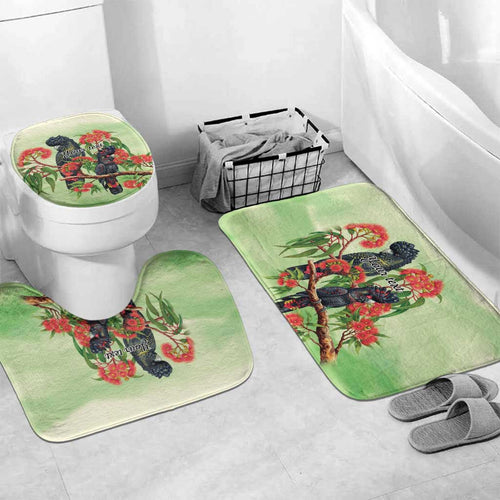 Australia Black Cockatoo and Eucalyptus Bathroom Set Green Spirit of Aussie Native Bird - Aussie Hoodie