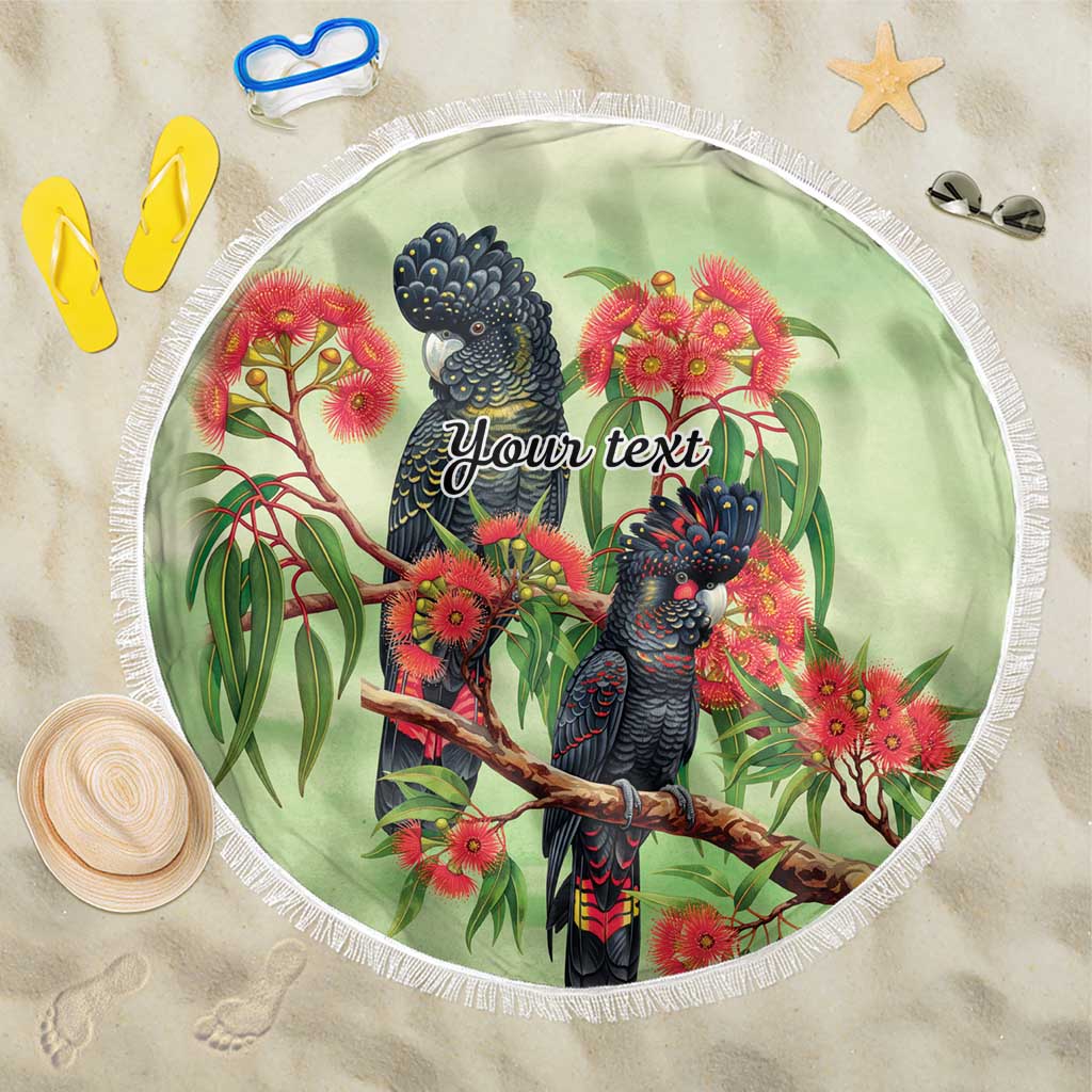 Australia Black Cockatoo and Eucalyptus Beach Blanket Green Spirit of Aussie Native Bird - Aussie Hoodie
