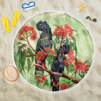 Australia Black Cockatoo and Eucalyptus Beach Blanket Green Spirit of Aussie Native Bird - Aussie Hoodie