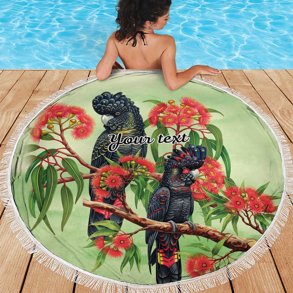 Australia Black Cockatoo and Eucalyptus Beach Blanket Green Spirit of Aussie Native Bird - Aussie Hoodie