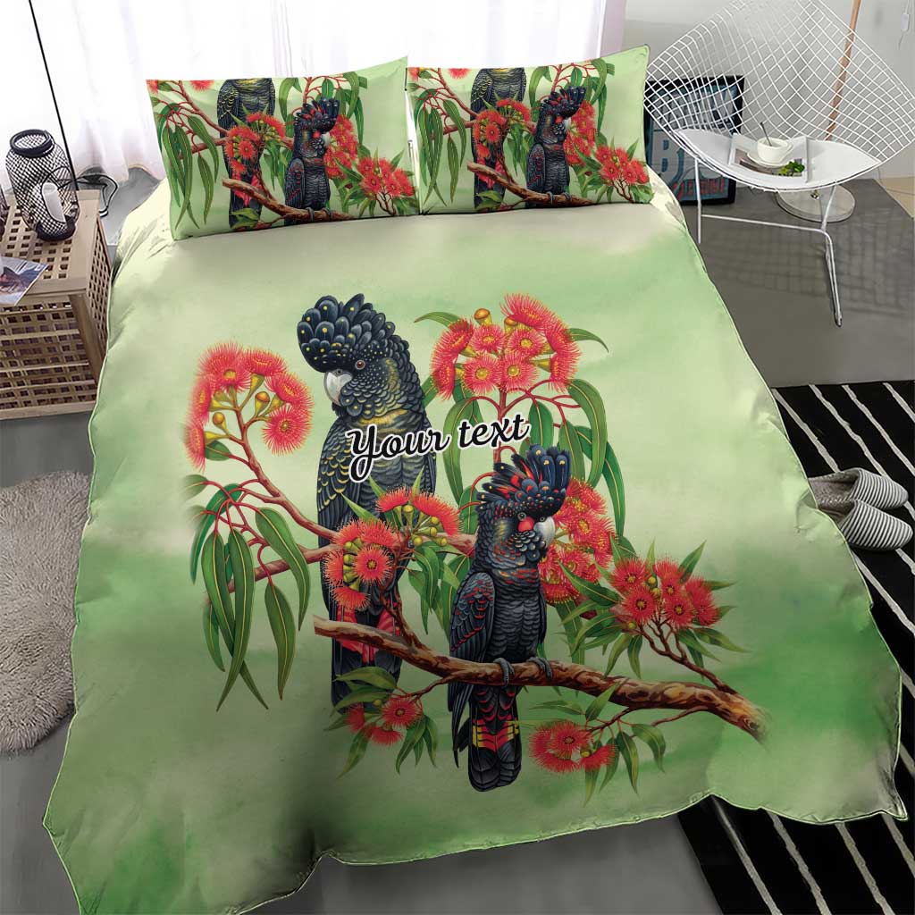 Australia Black Cockatoo and Eucalyptus Bedding Set Green Spirit of Aussie Native Bird - Aussie Hoodie