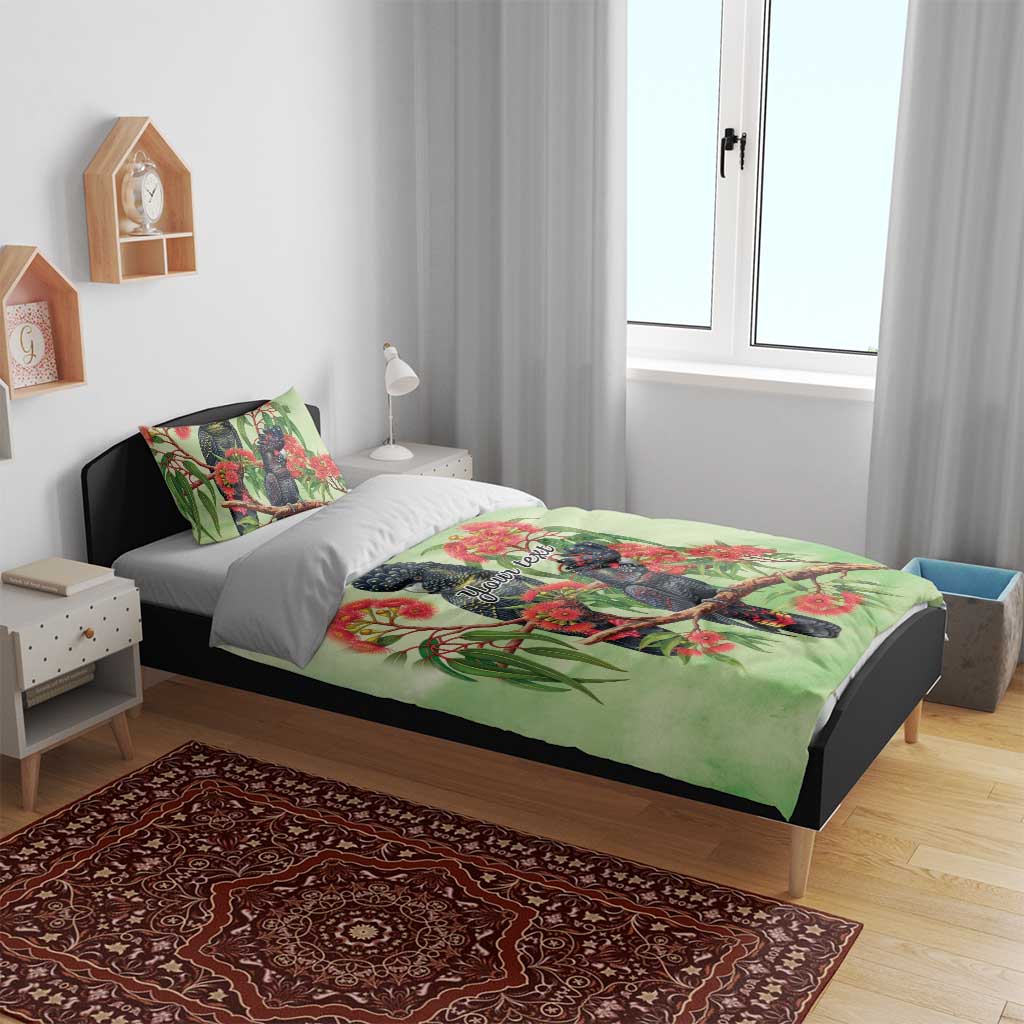Australia Black Cockatoo and Eucalyptus Bedding Set Green Spirit of Aussie Native Bird - Aussie Hoodie
