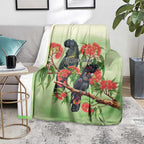 Australia Black Cockatoo and Eucalyptus Blanket Green Spirit of Aussie Native Bird - Aussie Hoodie
