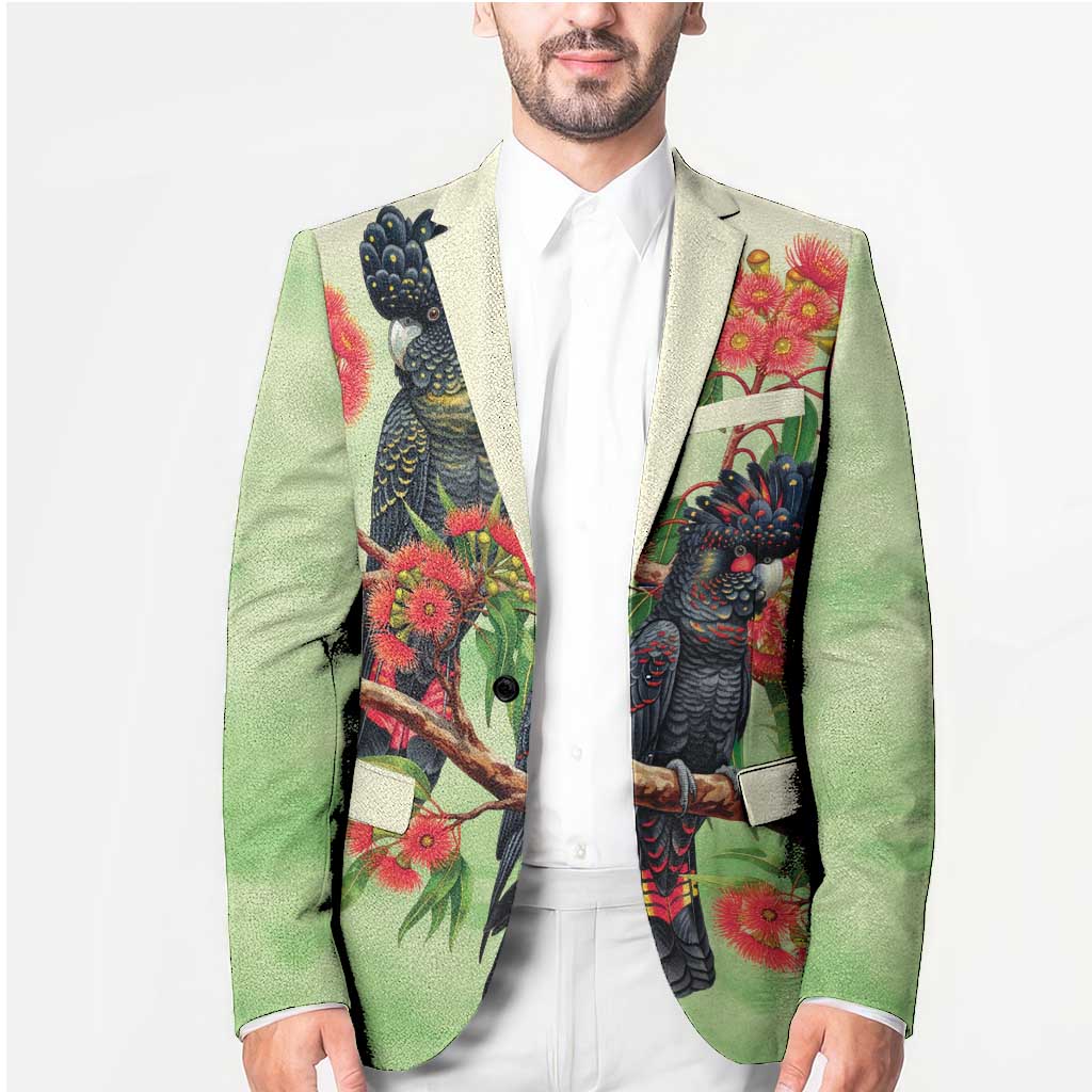 Australia Black Cockatoo and Eucalyptus Blazer Green Spirit of Aussie Native Bird - Aussie Hoodie