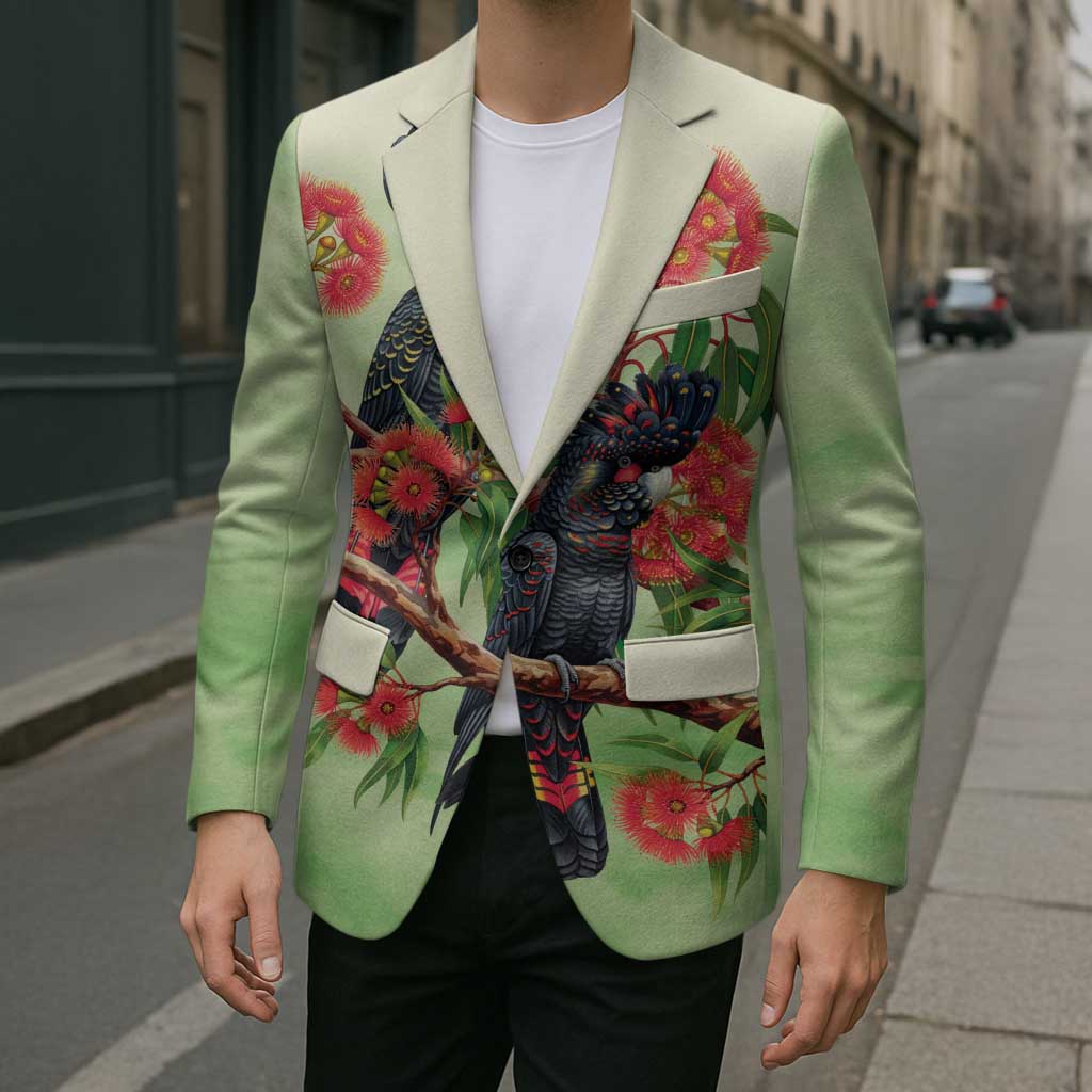Australia Black Cockatoo and Eucalyptus Blazer Green Spirit of Aussie Native Bird - Aussie Hoodie