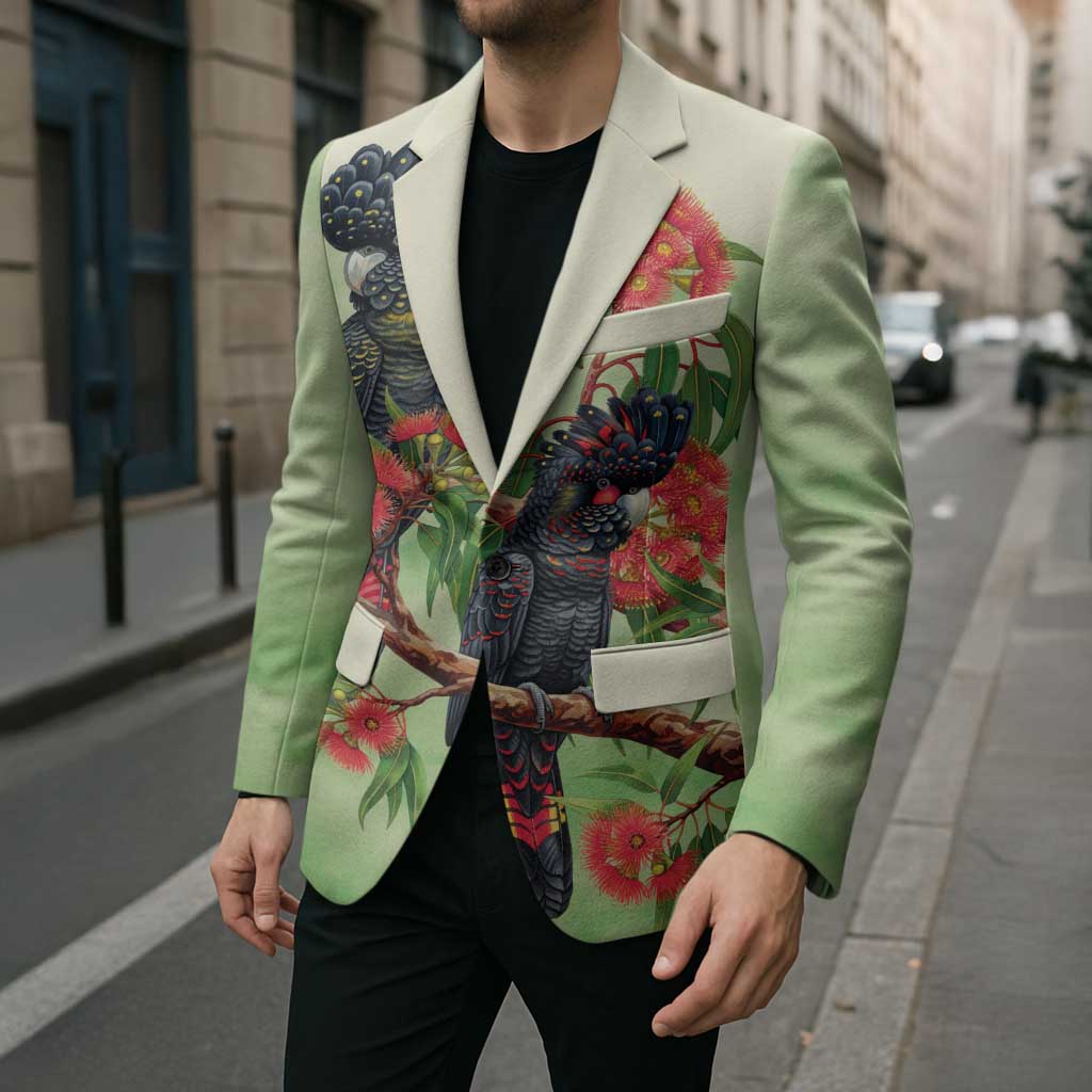 Australia Black Cockatoo and Eucalyptus Blazer Green Spirit of Aussie Native Bird - Aussie Hoodie