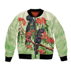 Australia Black Cockatoo and Eucalyptus Bomber Jacket Green Spirit of Aussie Native Bird - Aussie Hoodie