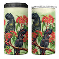 Australia Black Cockatoo and Eucalyptus 4 in 1 Can Cooler Tumbler Green Spirit of Aussie Native Bird - Aussie Hoodie
