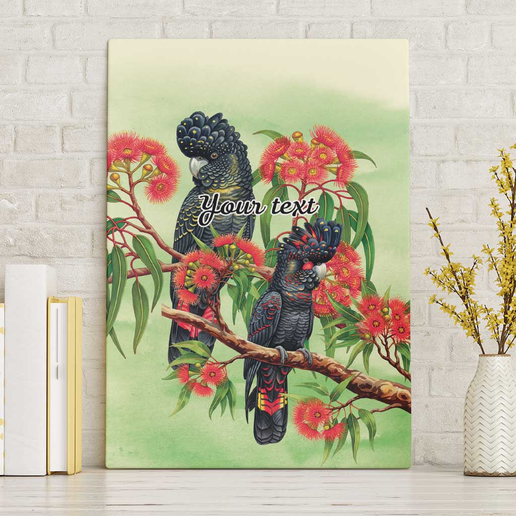 Australia Black Cockatoo and Eucalyptus Canvas Wall Art Green Spirit of Aussie Native Bird - Aussie Hoodie